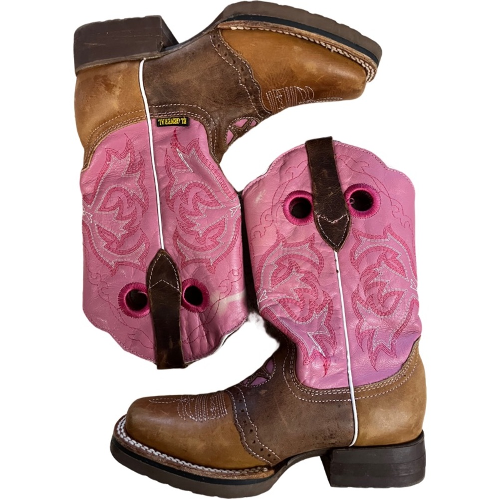 El General Pink Women Square Toe Western Boot